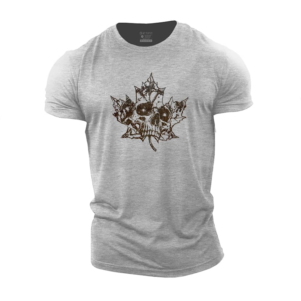 Leaf Skull Cotton T-Shirt
