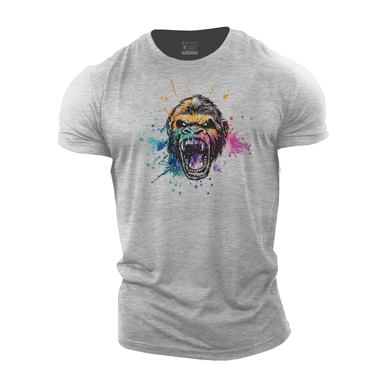 Colorful Ink Splash Gorilla Cotton T-Shirt