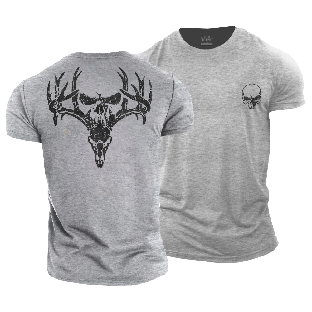 Deer Head Hidden Skull Cotton T-Shirt