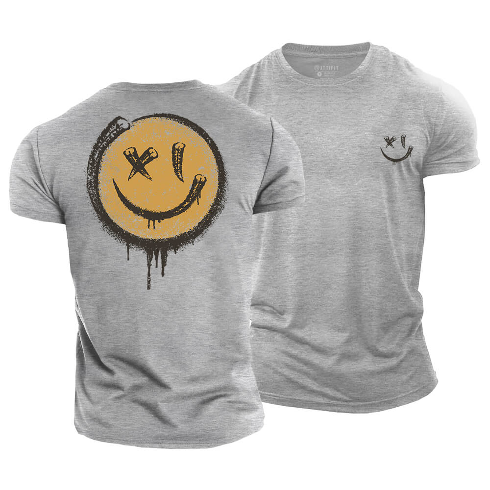 Grunge Smiley Cotton T-Shirt
