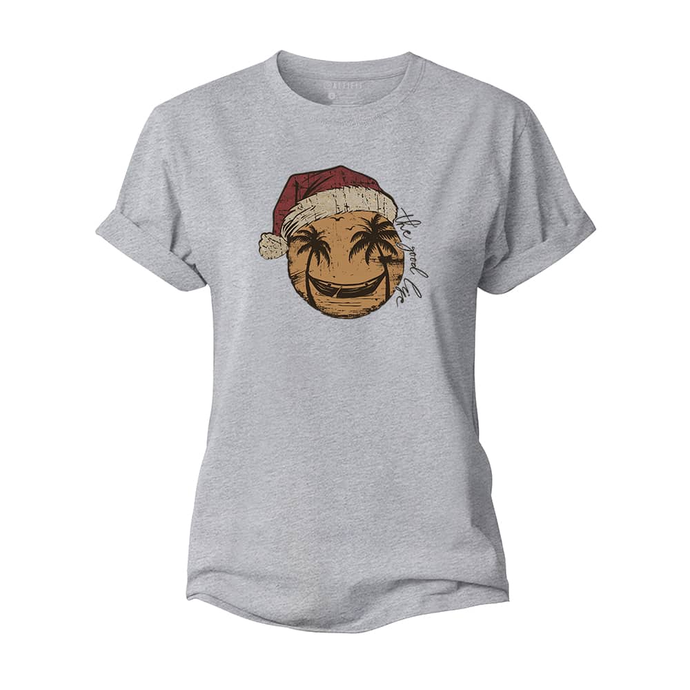 Christmas Smiley Palm Tree Women's Cotton T-Shirt
