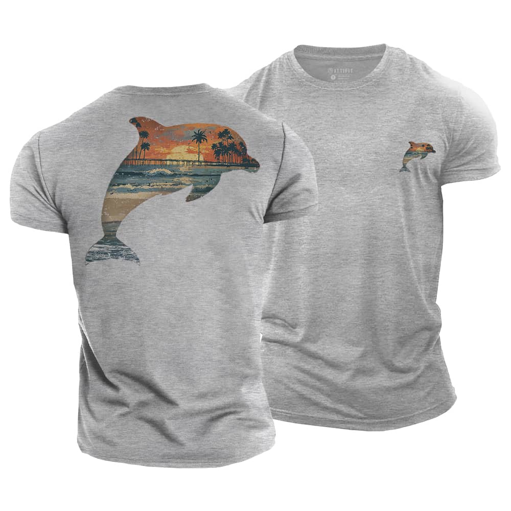 Dolphin Sunset Cotton T-Shirt