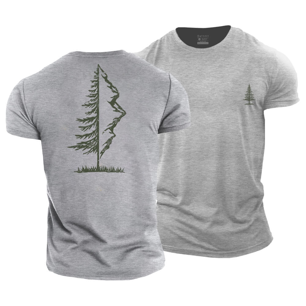 Tree And Mountain Cotton T-Shirt