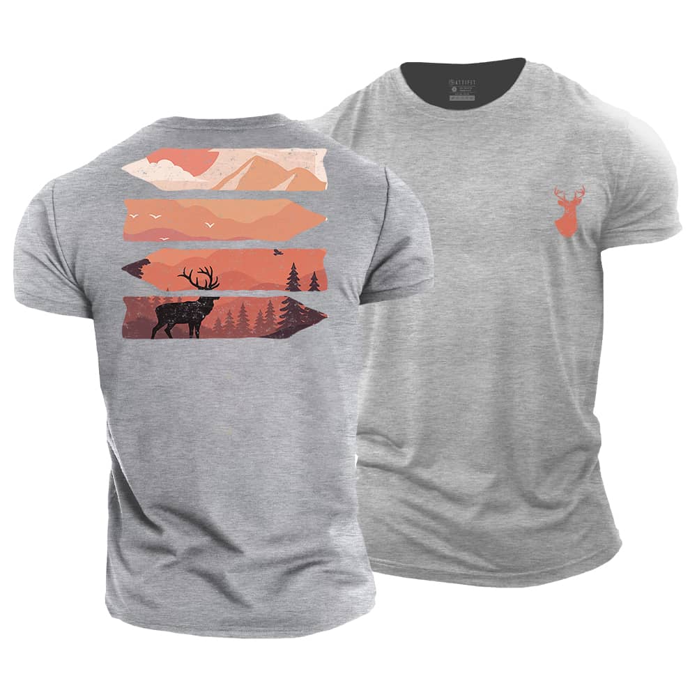 Elk In Forest Cotton T-Shirt