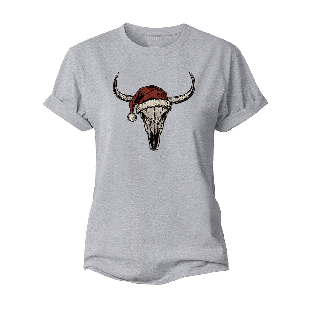 Christmas Bull Skull Women's Cotton T-Shirt
