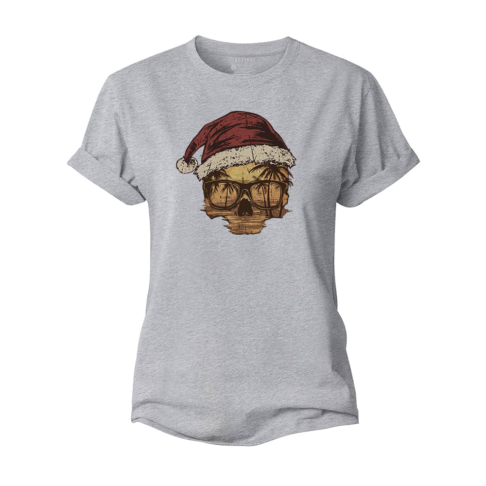 Christmas Sunset Skull Women's Cotton T-Shirt