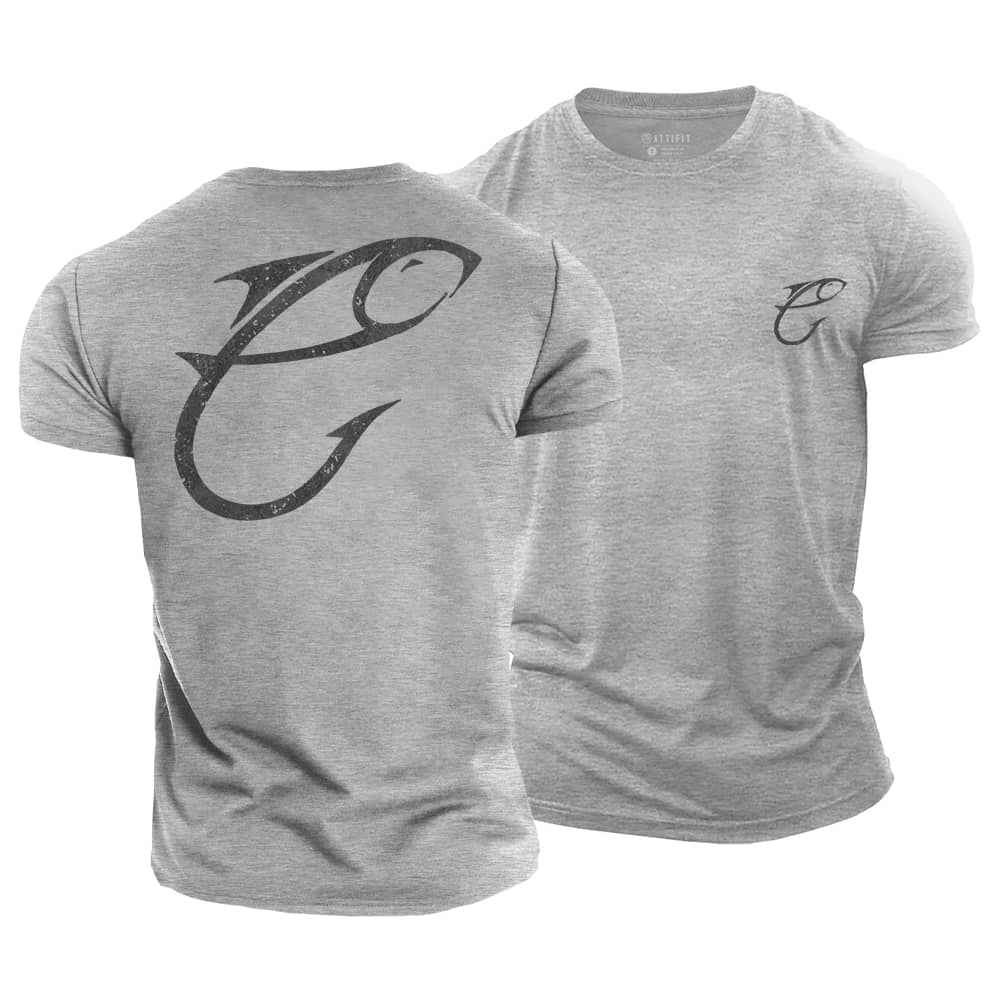 Fish And Hook Cotton T-Shirt