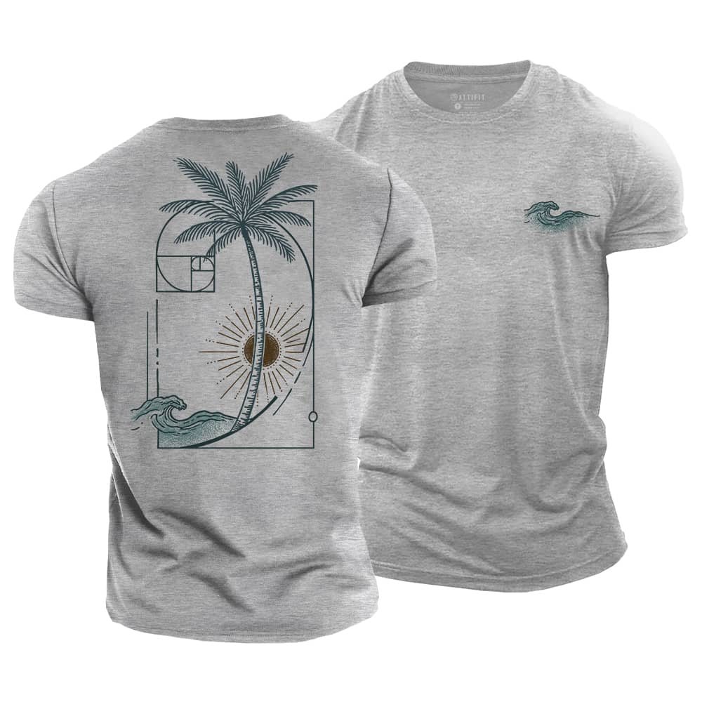 Fibonacci Sunset Wave Cotton T-Shirt