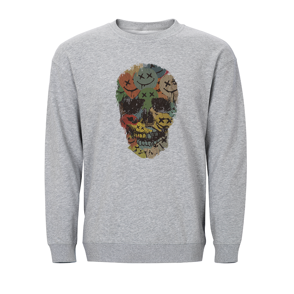 Colorful Smiley Skull Crewneck Sweatshirt