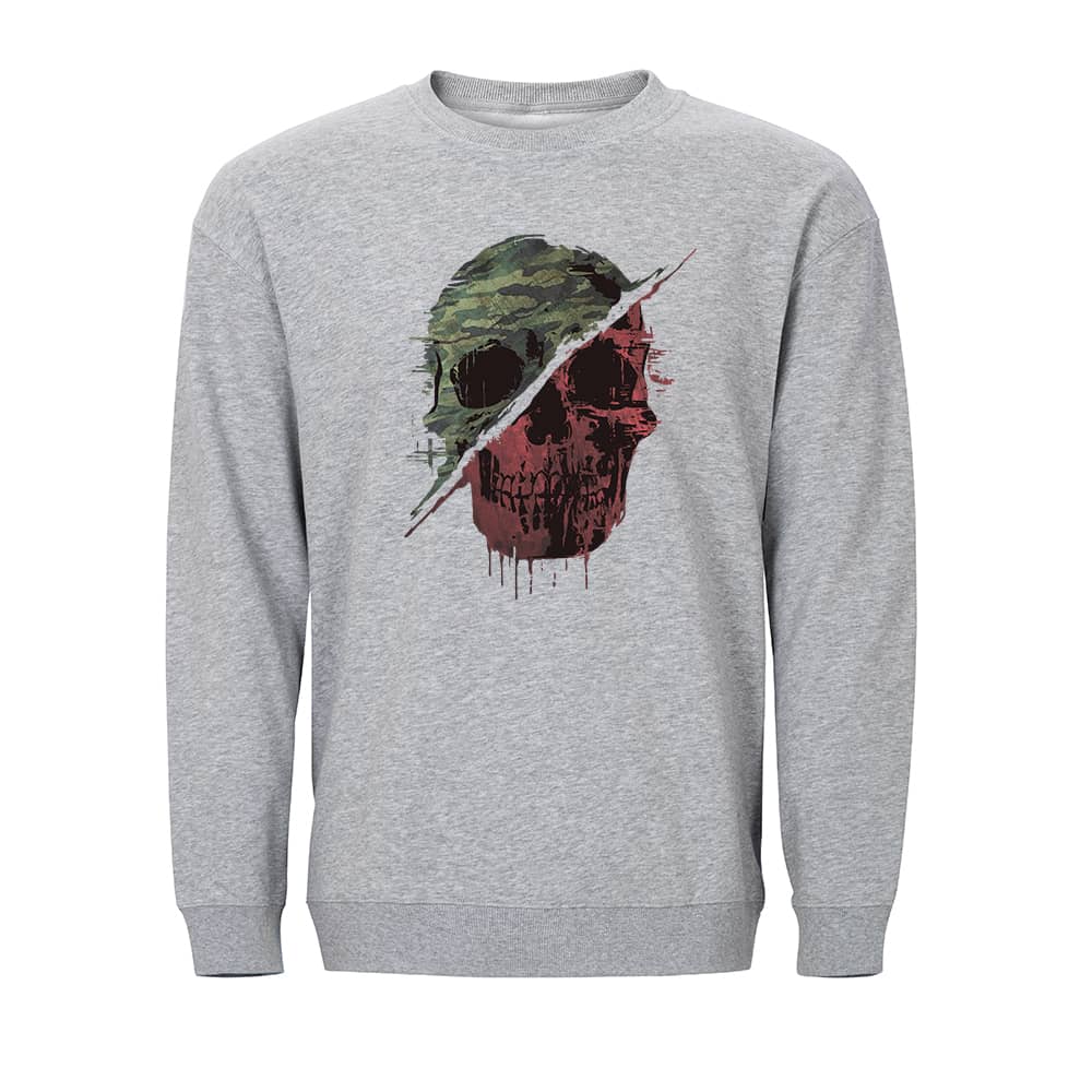 Retro Camouflage Skull Crewneck Sweatshirt