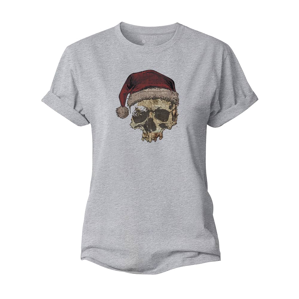Christmas Skull Newspaper Women's Cotton T-Shirt