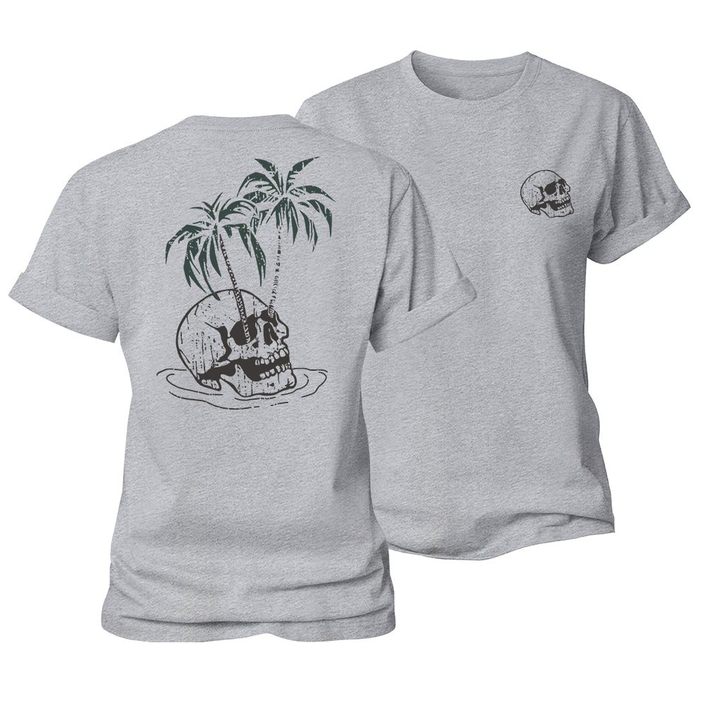 Skull Palm Tree Women's Cotton T-Shirt