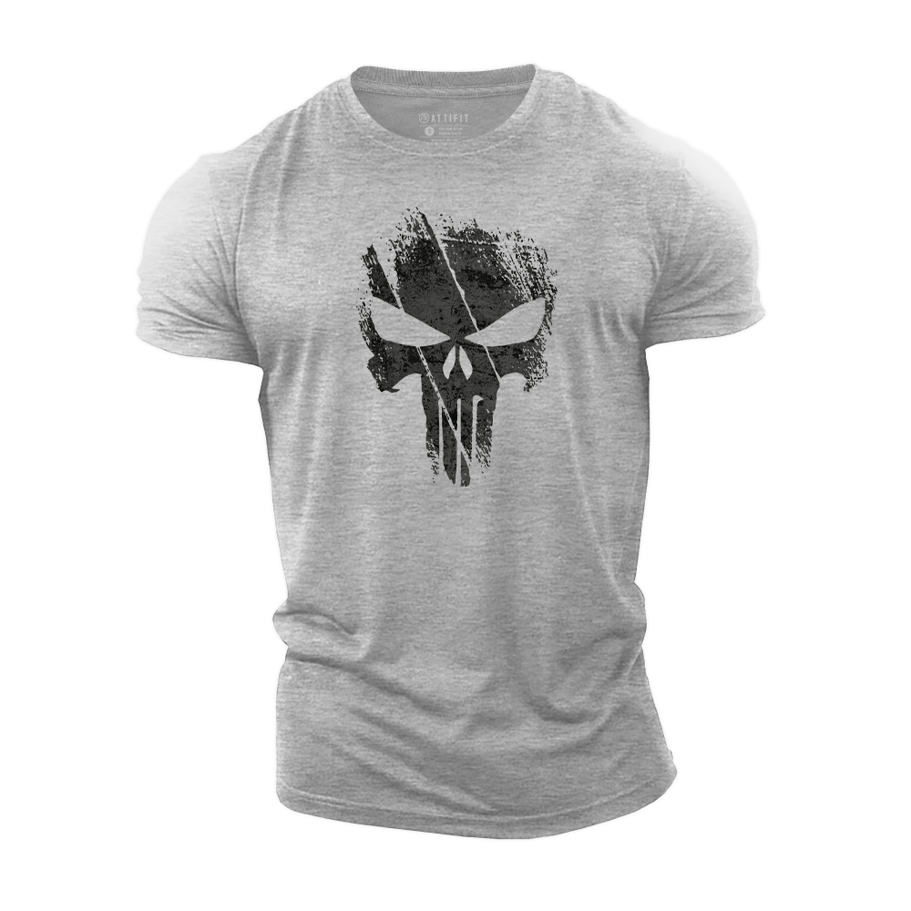 Broken Punisher Skull Cotton T-Shirt