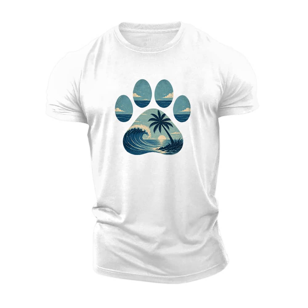 Seaside Paw Cotton T-Shirt