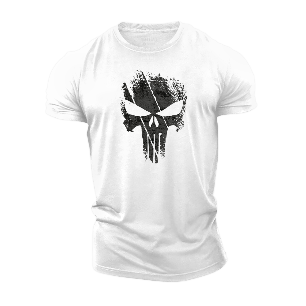 Broken Punisher Skull Cotton T-Shirt