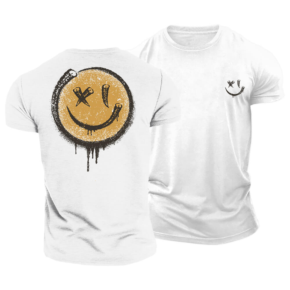 Grunge Smiley Cotton T-Shirt