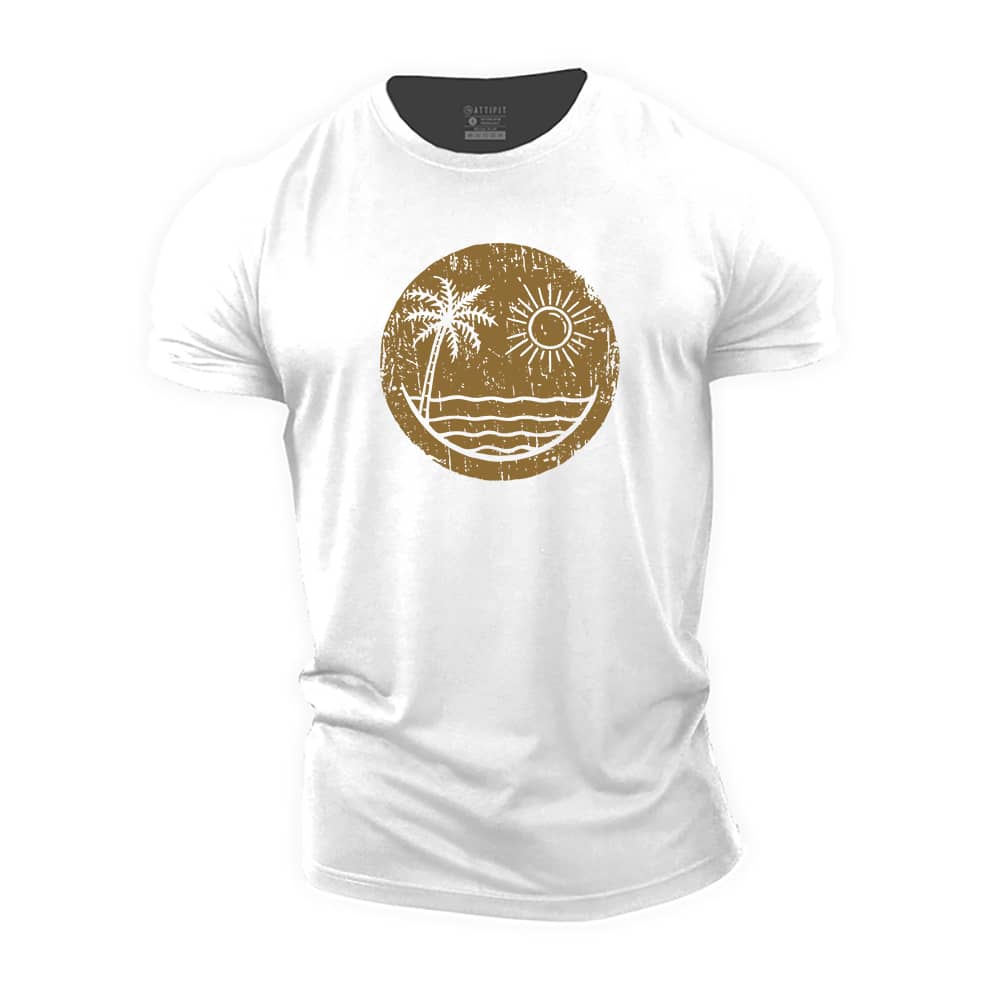 Palm Sun Smiley Cotton T-Shirt