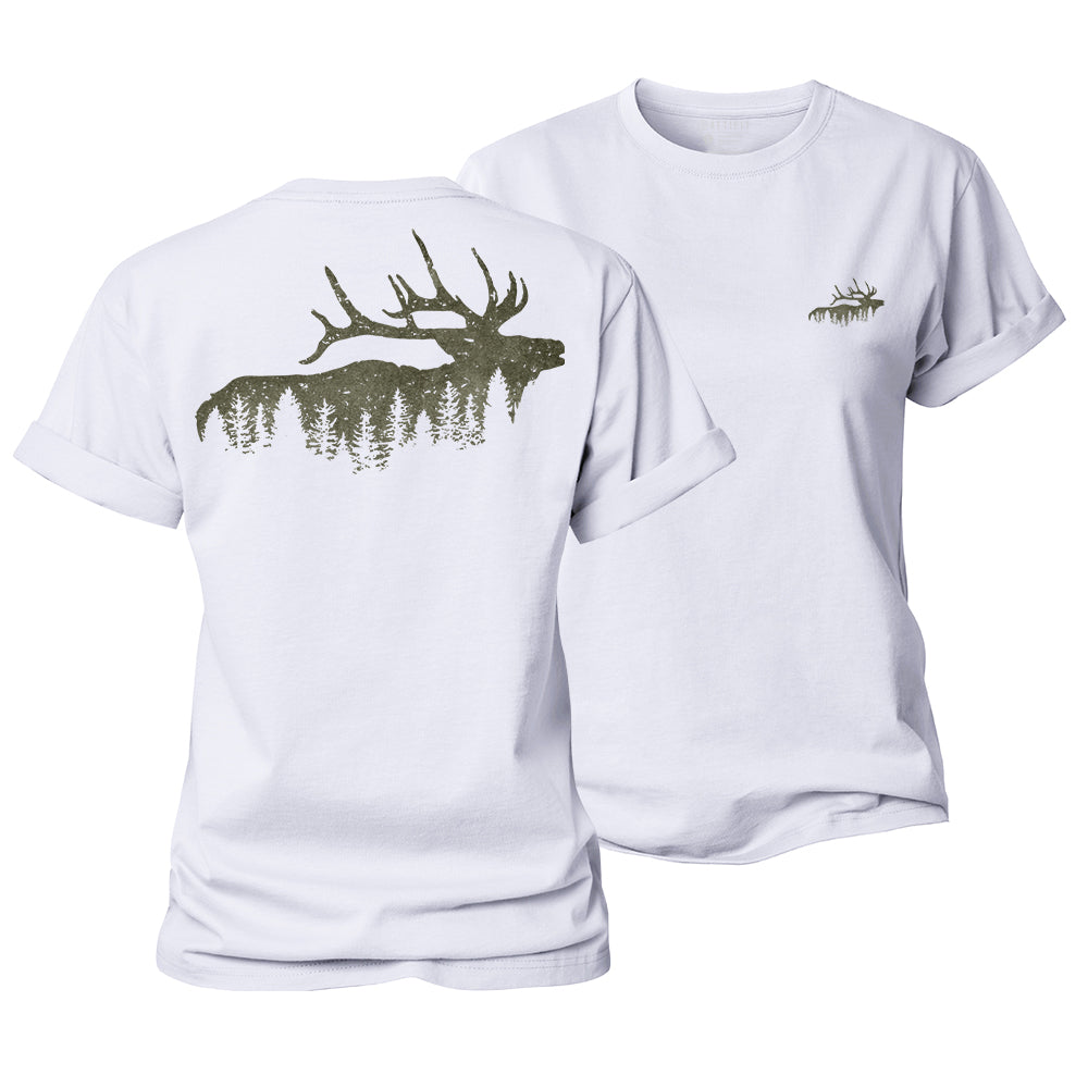 Elk And Forest Women's Cotton T-Shirt