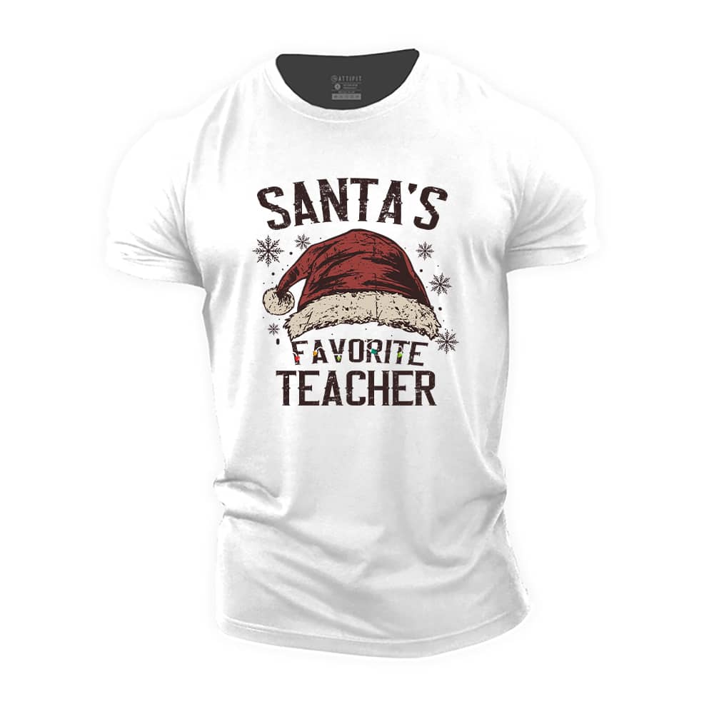 Santa's Favorite Teacher Cotton T-Shirt