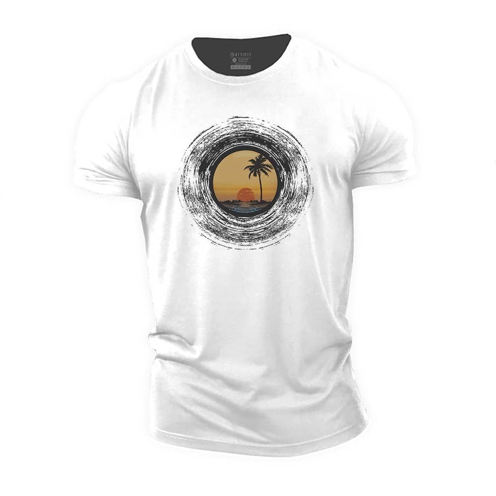Sunset Record Cotton T-Shirt