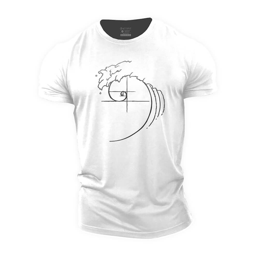 Ocean Wave Fibonacci Sequence Cotton T-Shirt