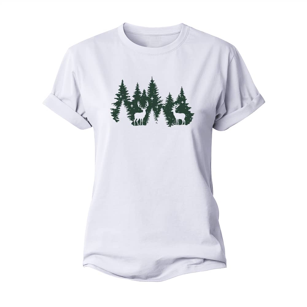 Christmas Forest Deer Women's Cotton T-Shirt