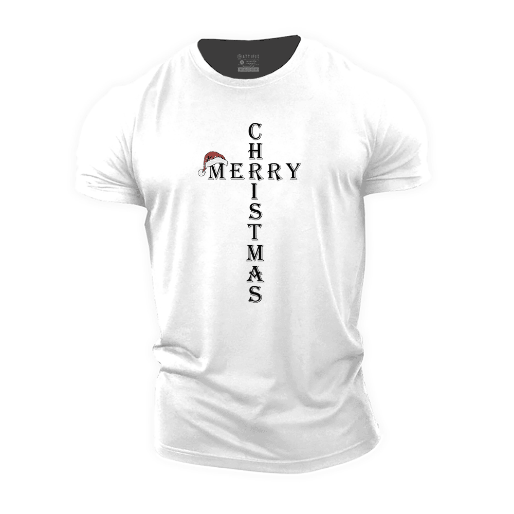 Merry Christmas Cross Cotton T-Shirt