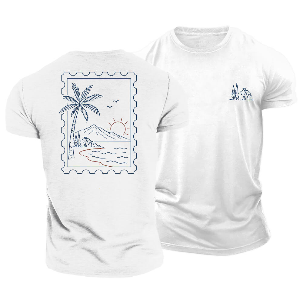 Palm Stamp Cotton T-Shirt