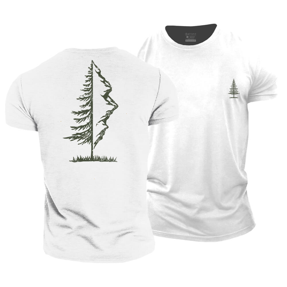 Tree And Mountain Cotton T-Shirt