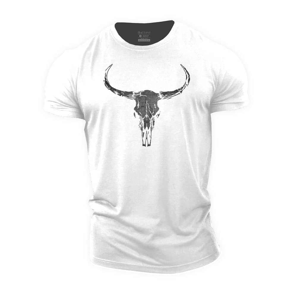 Dark Bull Skull Cotton T-Shirt