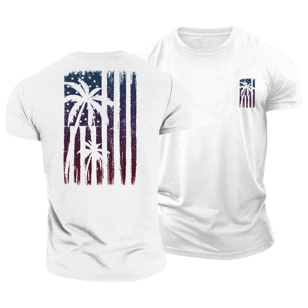 Sunset Palm Flag Cotton T-Shirt