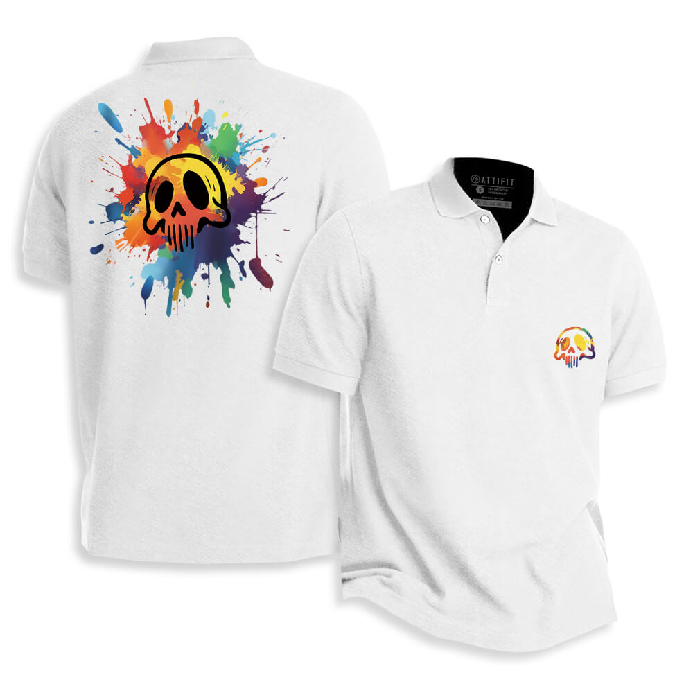 Watercolor Skull Polo Shirt
