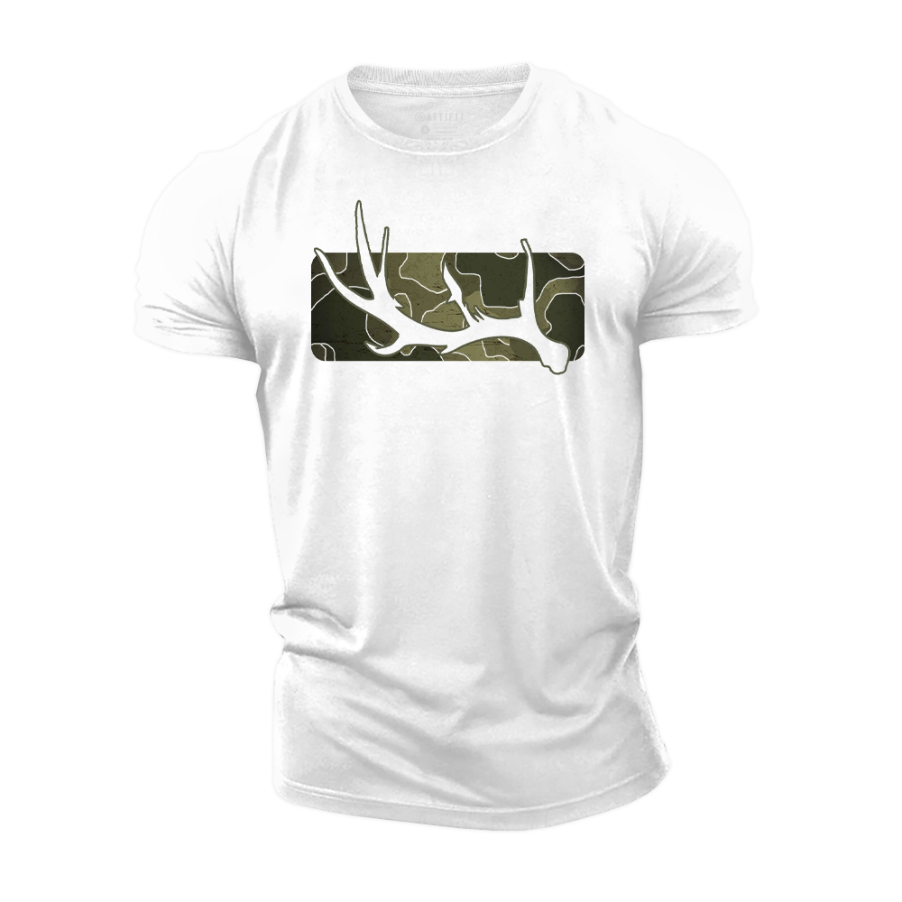 Camo Antlers Cotton T-Shirt