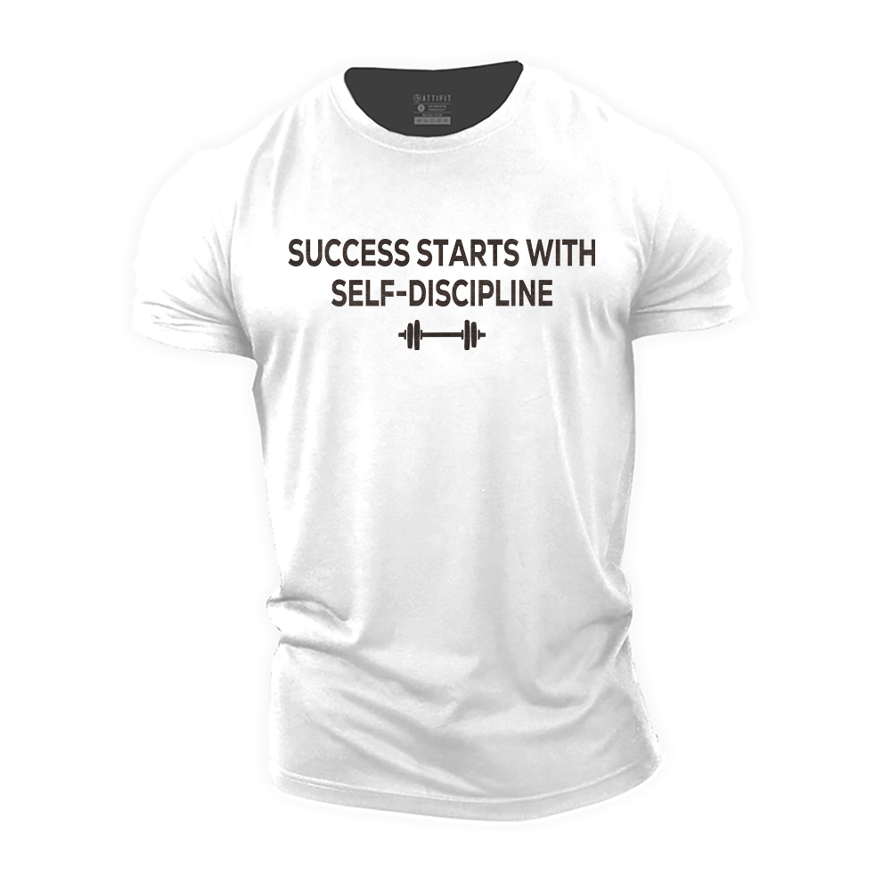 Success Starts with Self-Discipline Cotton T-Shirt