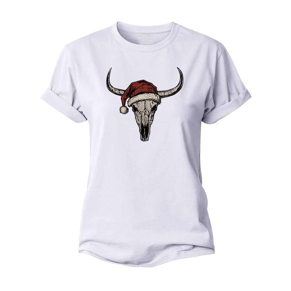 Christmas Bull Skull Women's Cotton T-Shirt