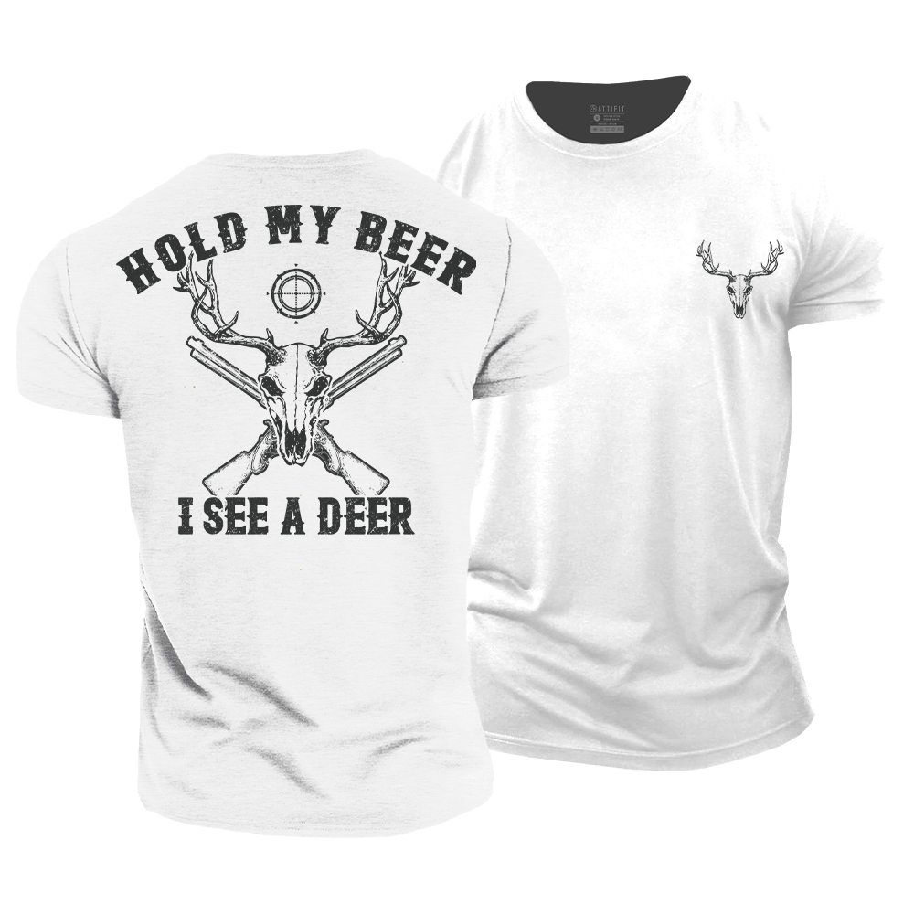 Hold My Beer I See a Deer Cotton T-Shirt