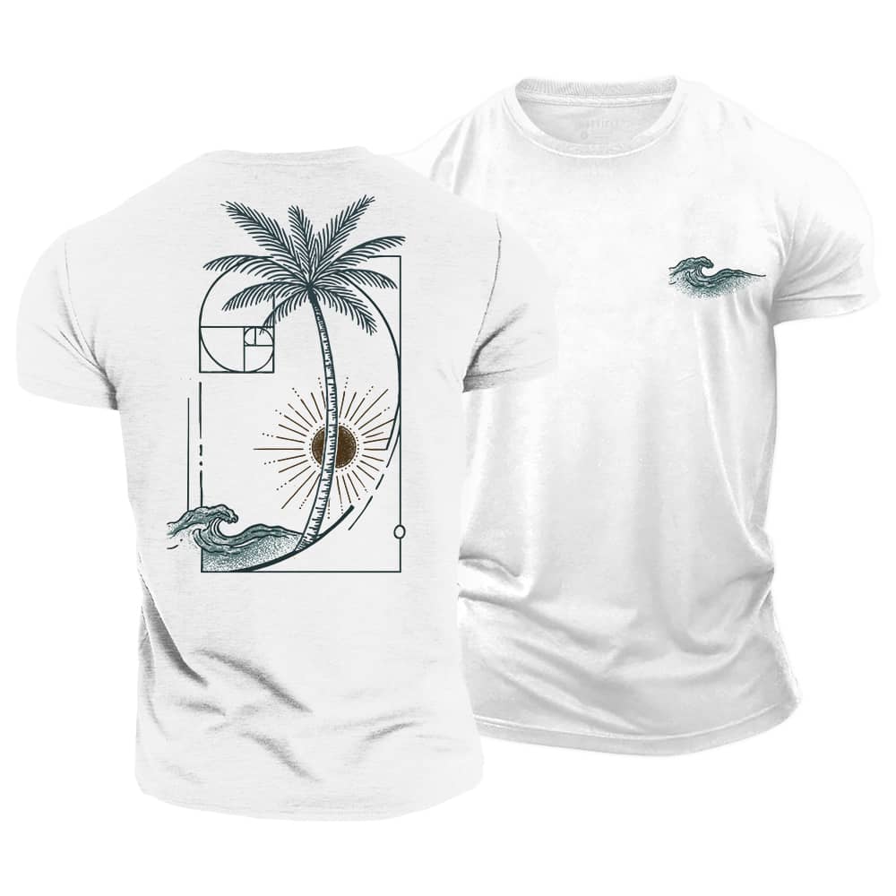 Fibonacci Sunset Wave Cotton T-Shirt