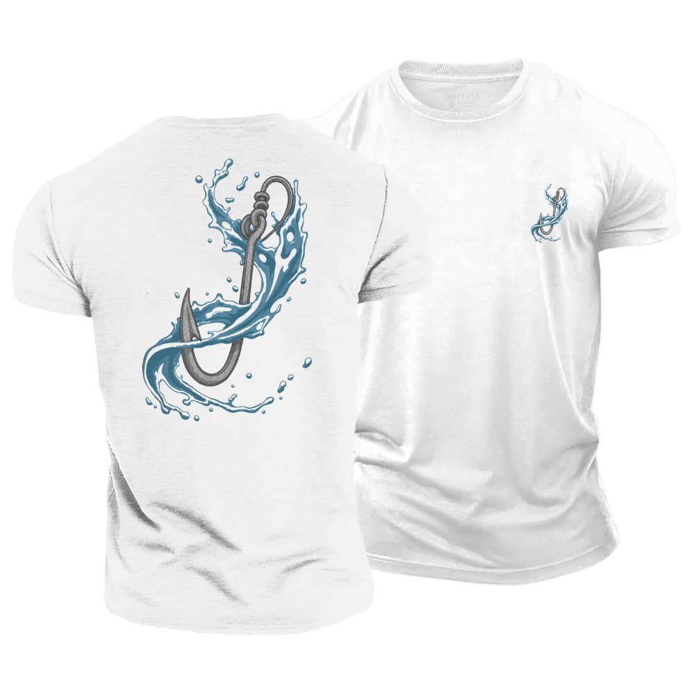 Wave Fishhook Cotton T-Shirt
