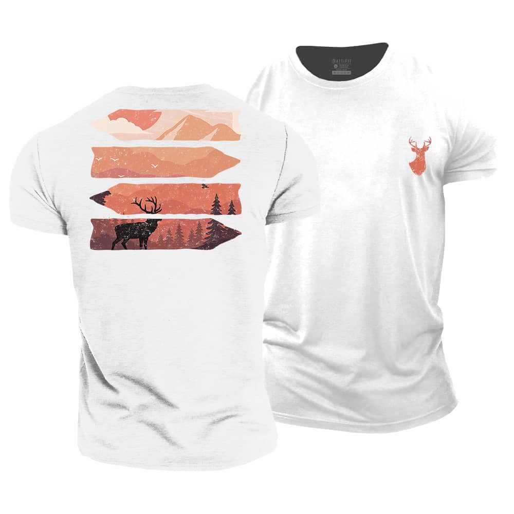 Elk In Forest Cotton T-Shirt
