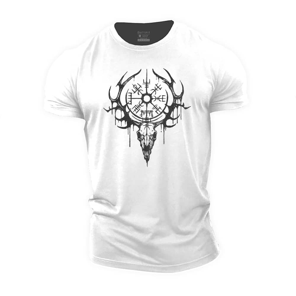 Viking Elk Skull Cotton T-Shirt