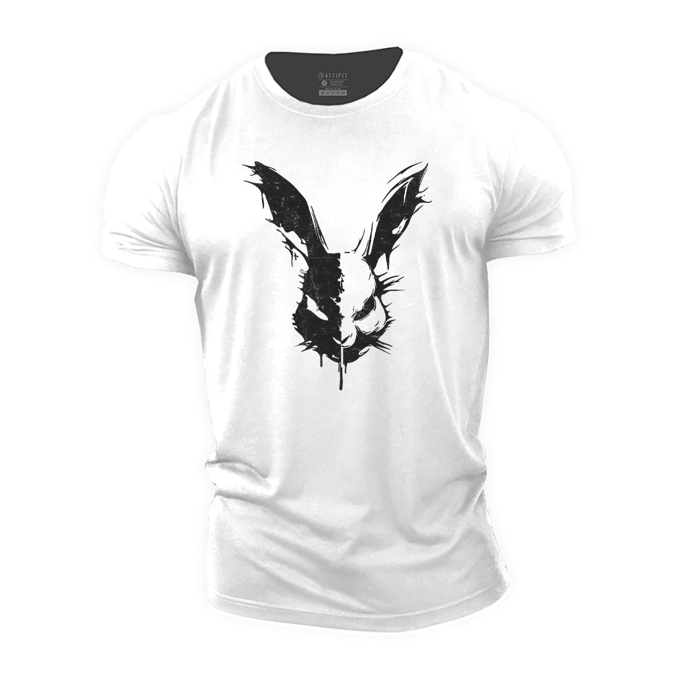 Black White Rabbit Cotton T-Shirt