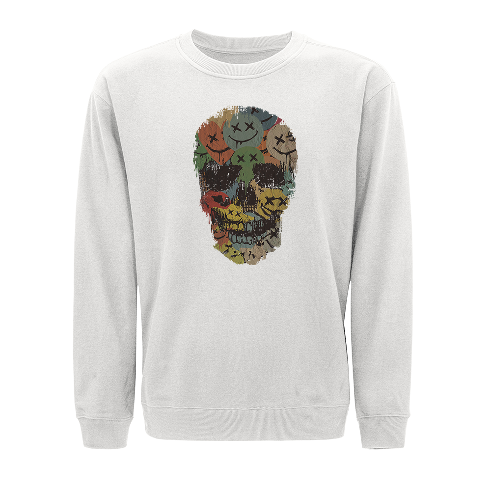 Colorful Smiley Skull Crewneck Sweatshirt