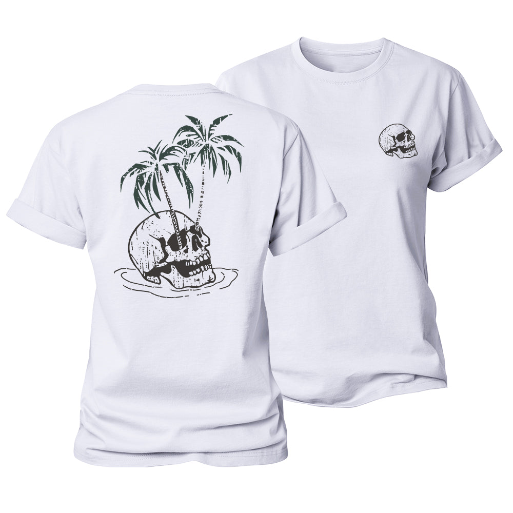 Skull Palm Tree Women's Cotton T-Shirt
