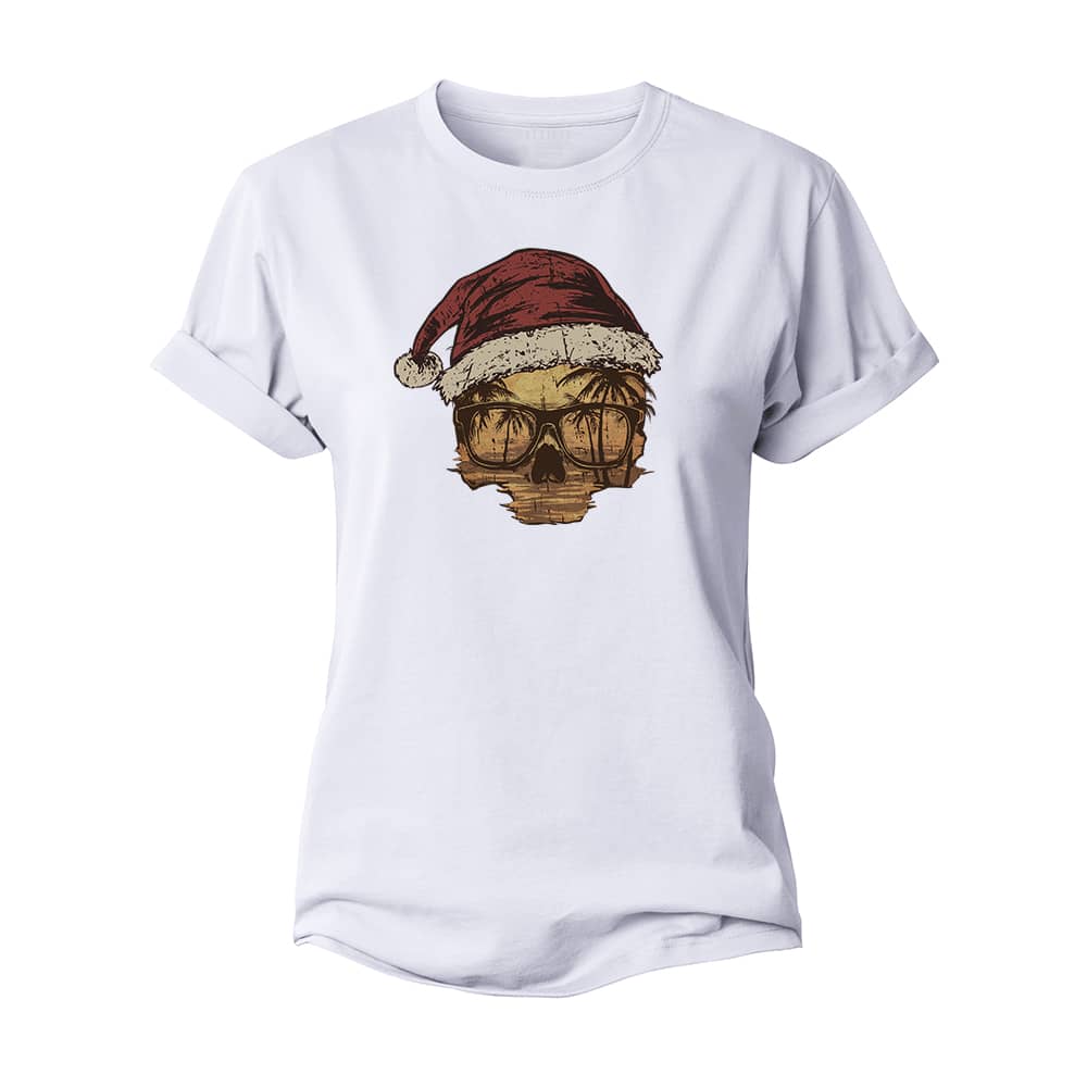 Christmas Sunset Skull Women's Cotton T-Shirt