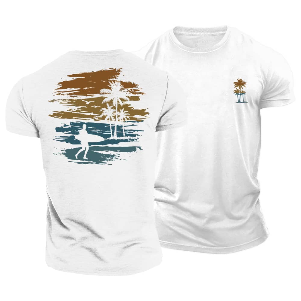 Tropical Surf Sunset Cotton T-Shirt