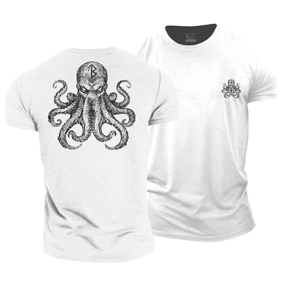 Viking Rune Octopus Cotton T-Shirt