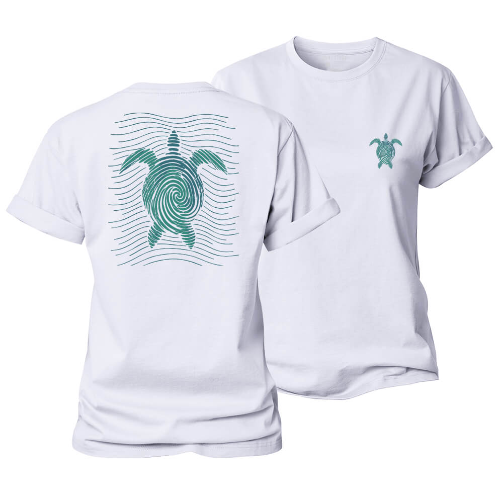 Wave Line Turtle Women's Cotton T-Shirt
