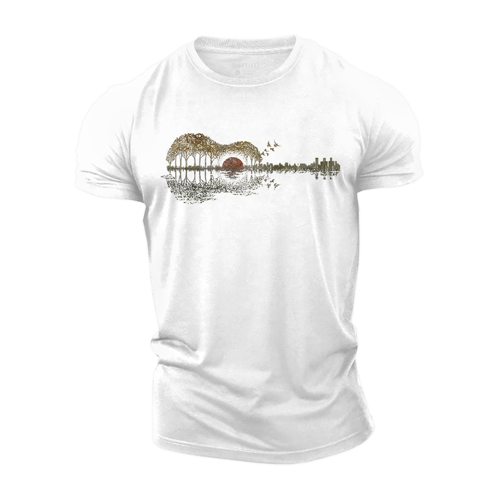 Sunset Guitarscape Cotton T-Shirt