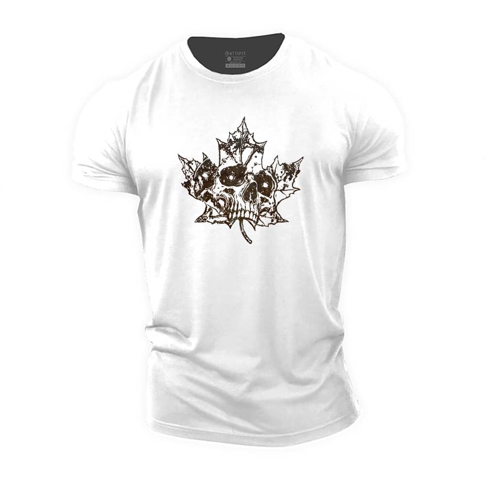 Leaf Skull Cotton T-Shirt