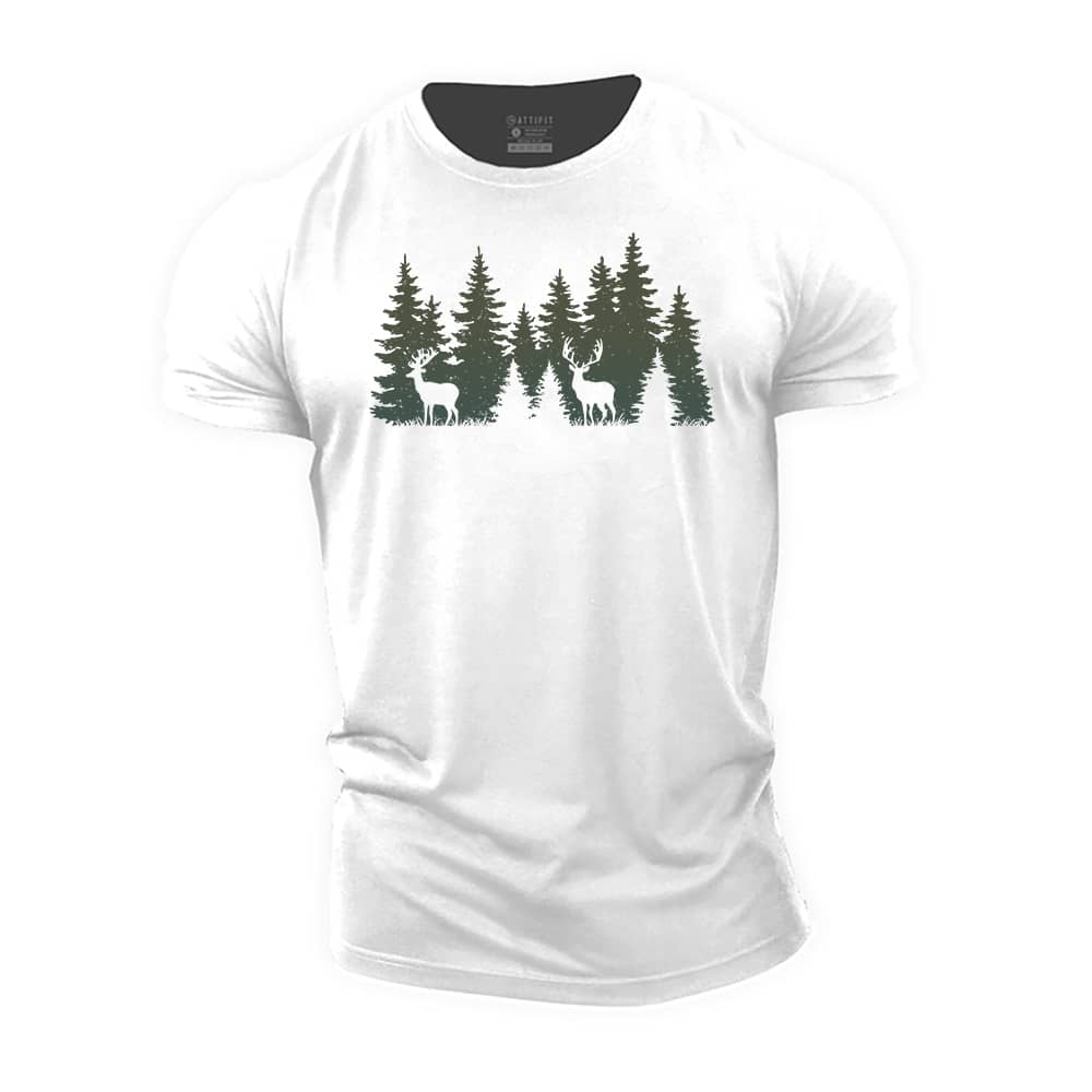 Deer In Forest Cotton T-Shirt